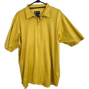 Adidas Golf Claret Jug Collection Polo Shirt Mens Large Mustard Short Sleeve